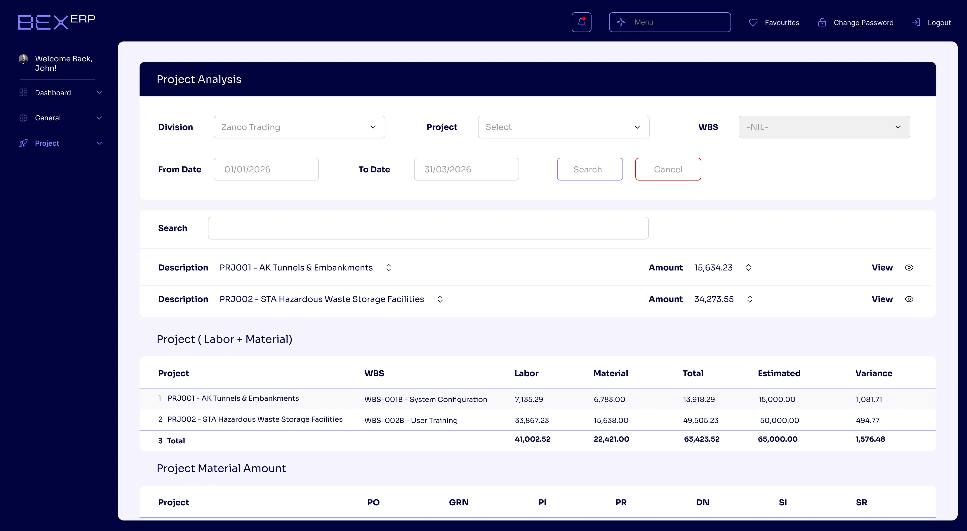 Projects Module Interface