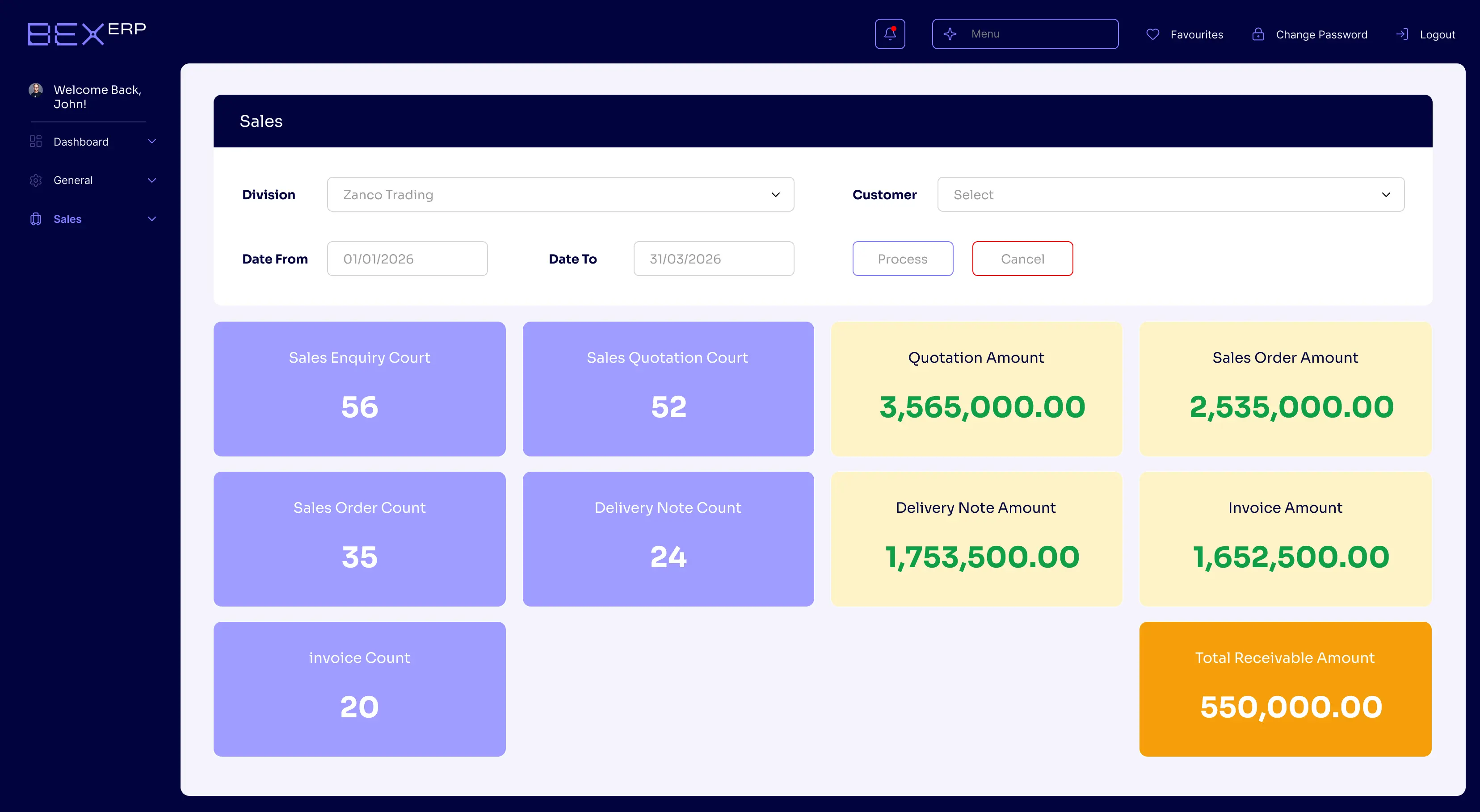 Sales Module Interface